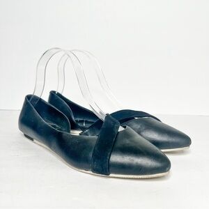 Anthropologie Sava Black Leather Flats Size 38 7 Women’s